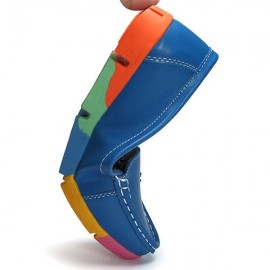 Rainbow Multi-Color Metal Flat Leather Soft Slip On Loafers