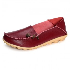 Big Size Comfortable Soft Casual Leather Multi-Way Flat Shoes