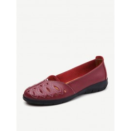Women Stitching Hollow Comfy Breathable Slip Resistant Casual Slip On Loafers