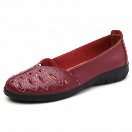 Women Stitching Hollow Comfy Breathable Slip Resistant Casual Slip On Loafers