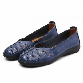 Women Stitching Hollow Comfy Breathable Slip Resistant Casual Slip On Loafers