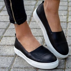 Plus Size Women Casual Splicing Slip On Flats