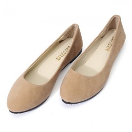 Women Pure Color Round Toe Slip On Flat Ballet Shoes
