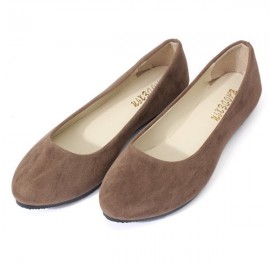 Women Pure Color Round Toe Slip On Flat Ballet Shoes