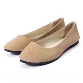 Women Pure Color Round Toe Slip On Flat Ballet Shoes