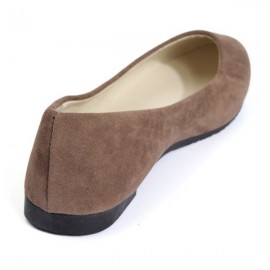 Women Pure Color Round Toe Slip On Flat Ballet Shoes