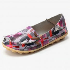 Women Big Size Colorful Pattern Slip On Lazy Soft Sole Comfortable Casual Flat Shoes