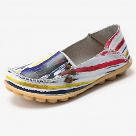 Women Big Size Colorful Pattern Slip On Lazy Soft Sole Comfortable Casual Flat Shoes