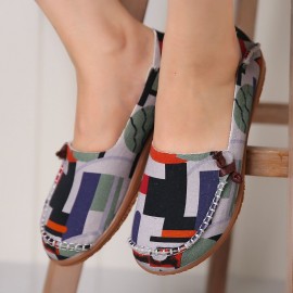 Women Big Size Colorful Pattern Slip On Lazy Soft Sole Comfortable Casual Flat Shoes