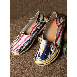 Women Big Size Colorful Pattern Slip On Lazy Soft Sole Comfortable Casual Flat Shoes