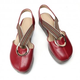 Large Size Women Casual Closed Toe Elastic Band Flat Sandals