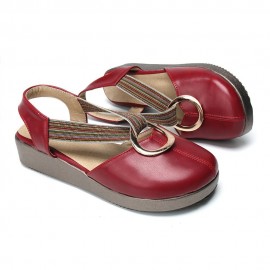 Large Size Women Casual Closed Toe Elastic Band Flat Sandals