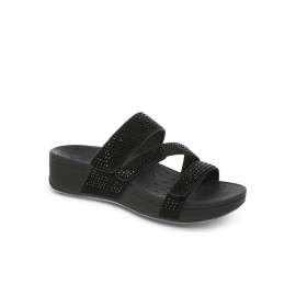 Plus Size Women Rhinestone Opened Toe Hook Loop Platform Casual Slide Sandals