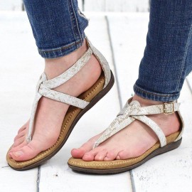 Women Casual Leopard Flip Flops Zipper Flat Sandals