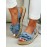 Plus Size Women Butterfly Knot Peep Toe Woven Platform Buckle Sandals