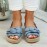 Plus Size Women Butterfly Knot Peep Toe Woven Platform Buckle Sandals