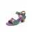 Elegant  Floral Printed Splicing Cut-out Genuine Leather Hook Loop Chunky Heel Sandals