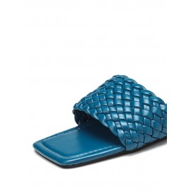 Women Square Toe Solid Color knitted Slip On Slippers