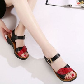 Leaves Comfortable Buckle Wedges Summer Sandals