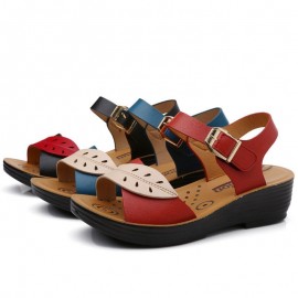 Leaves Comfortable Buckle Wedges Summer Sandals