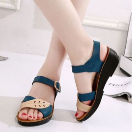 Leaves Comfortable Buckle Wedges Summer Sandals