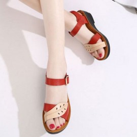 Leaves Comfortable Buckle Wedges Summer Sandals