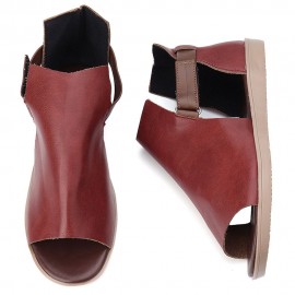 Women Minimalist Fish Mouth Hook Loop Rome Flat Sandals