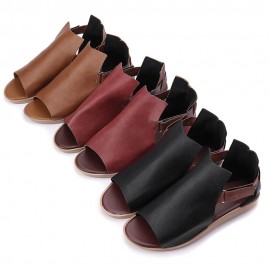 Women Minimalist Fish Mouth Hook Loop Rome Flat Sandals