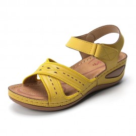 Stitching Cross Strap Hook Loop Lightweight Summer Casual Sandals