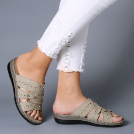 Women Casual Soft Hollow Stitching Flat Sandals