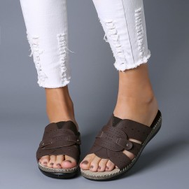 Women Casual Soft Hollow Stitching Flat Sandals