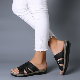 Women Casual Soft Hollow Stitching Flat Sandals