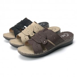 Women Casual Soft Hollow Stitching Flat Sandals