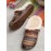 Ethnic Pattern Genuine Leather Soft Comfy Warm Fuzzy Casual Closed Toe Slippers