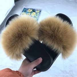 Plus Size Women Plush Decor Comfy Non Slip Sliders Slippers