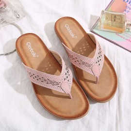 Rhinestone Clip Toe Holiday Hollow Out Flip Flops Beach Slippers