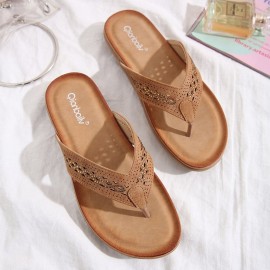 Rhinestone Clip Toe Holiday Hollow Out Flip Flops Beach Slippers