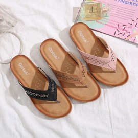 Rhinestone Clip Toe Holiday Hollow Out Flip Flops Beach Slippers