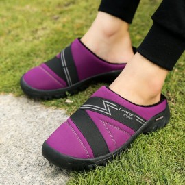 Women Winter Warm Lining Closed Toe Flat Home Slippers