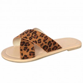 Women Cross Strap Comfy Non Slip Beach Casual Flat Slippers