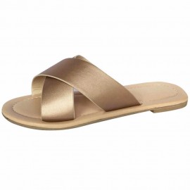Women Cross Strap Comfy Non Slip Beach Casual Flat Slippers