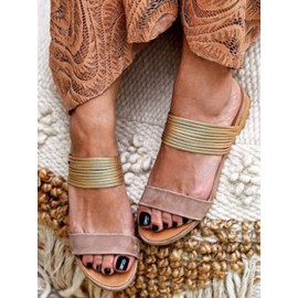 Women Large Size Two Part Open Toe Comfy Flat Slippers