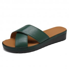 Large Size Women Comfy Open Toe Solid Color Non Slip Wedges Slippers